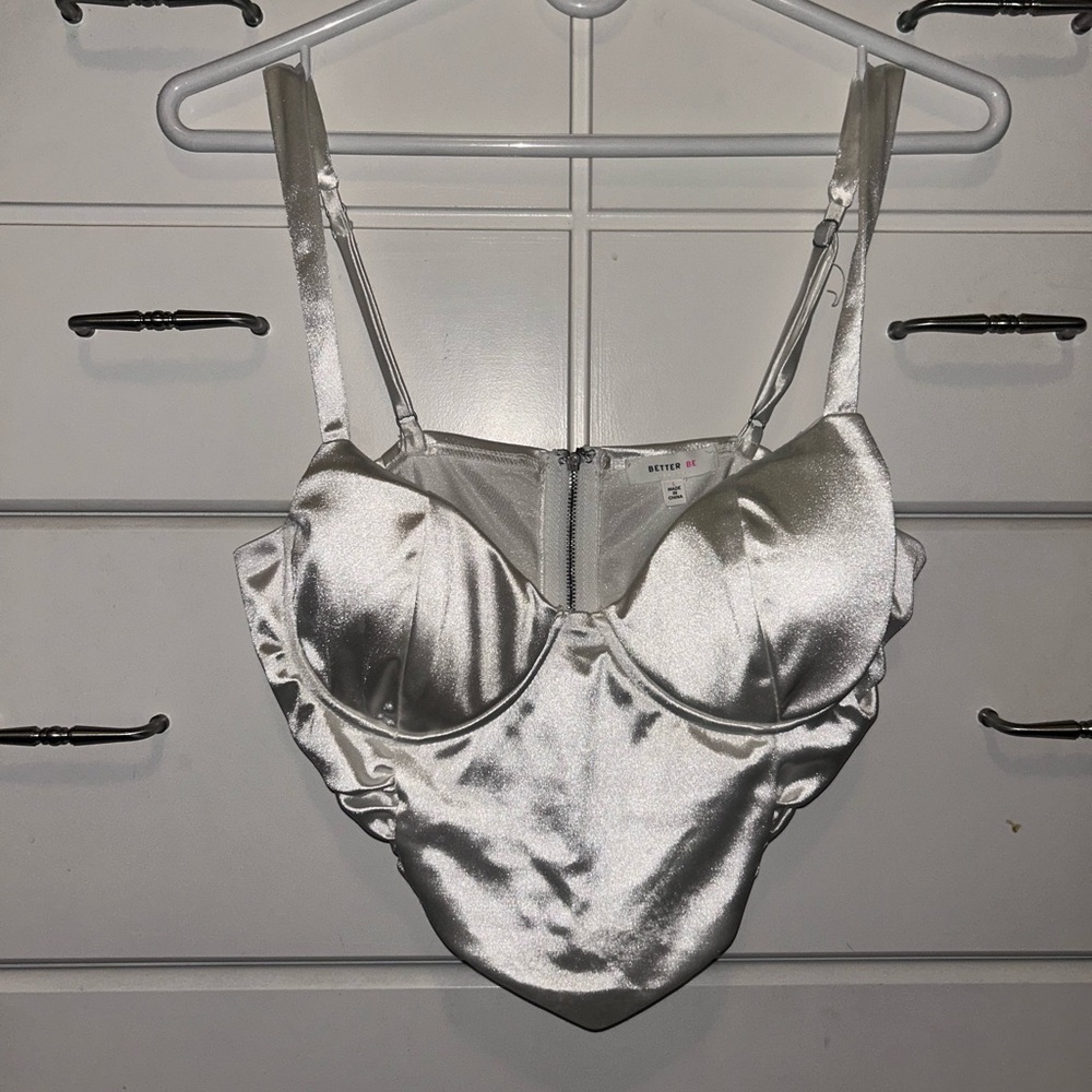 Satin White Bustier Top